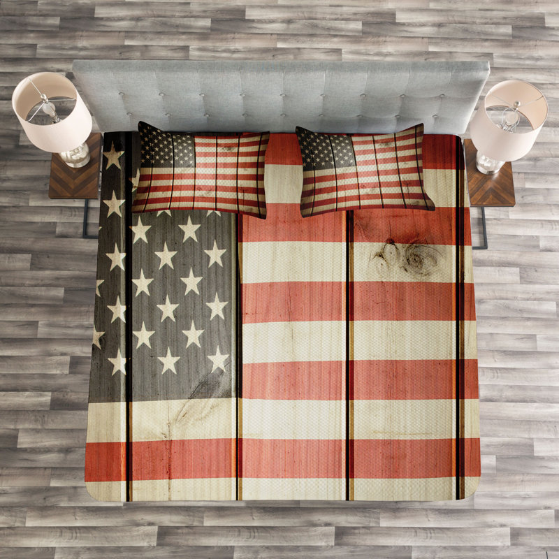 Striped Bedspread with Pillow Shams Included, 220 x 264 cm