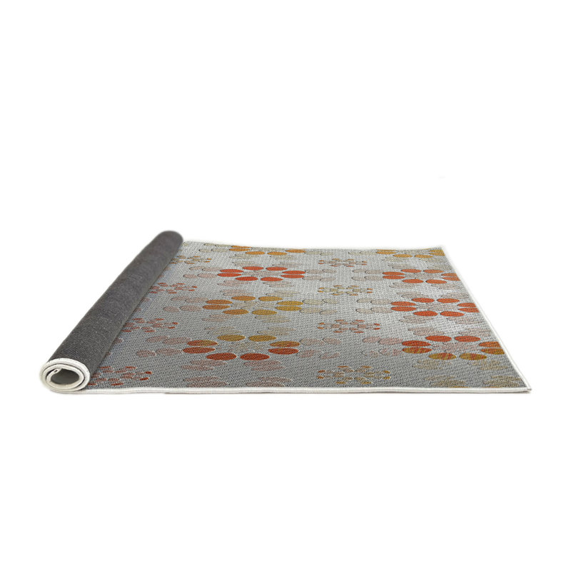 Tapis orange à motif/jaune/gris Zussen, Rond 8 pi