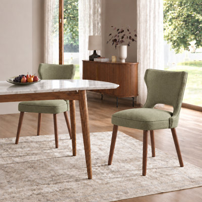Chaise de salle à manger rembourrée moderne à hauteur de siège de 18,3 po avec pieds en bois massif