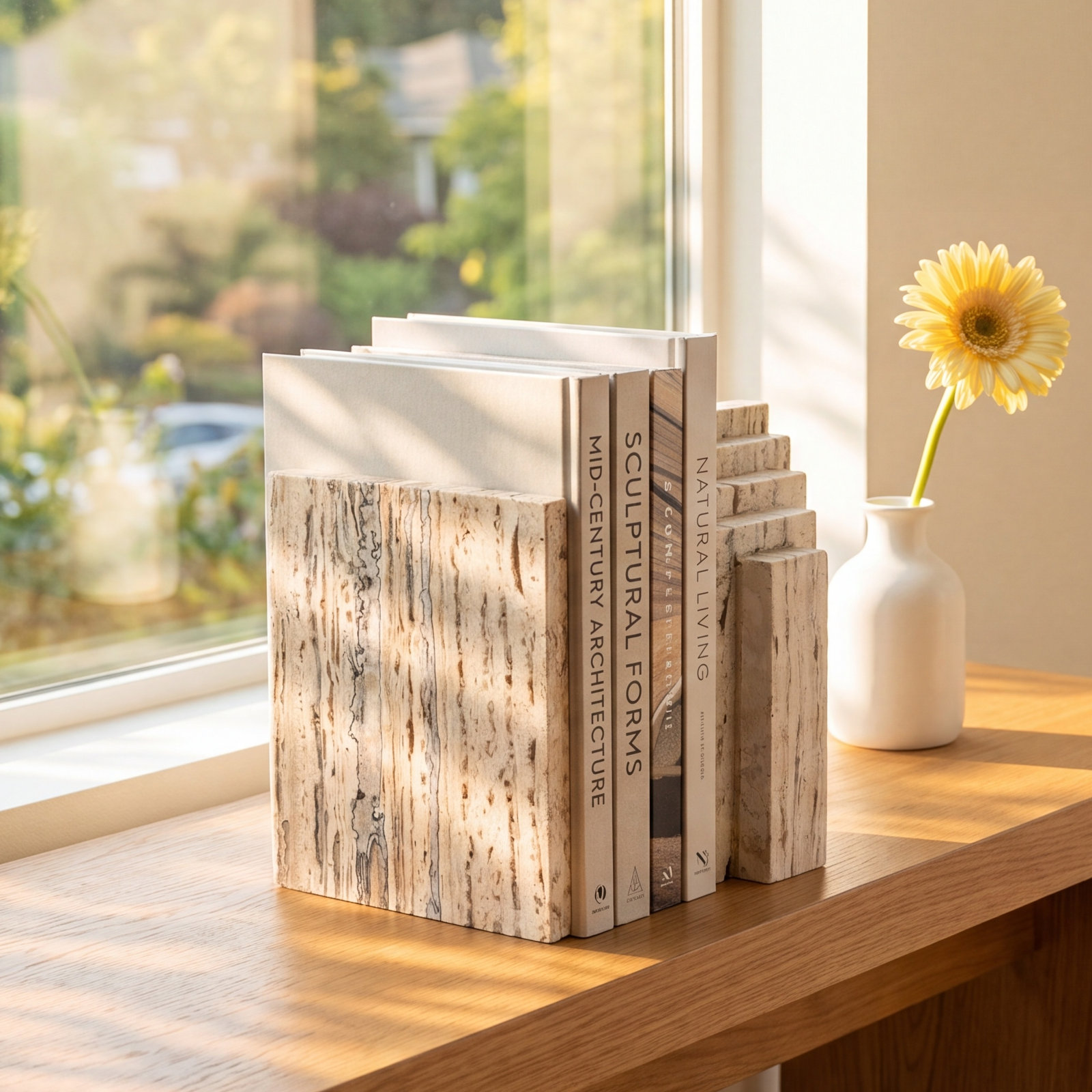 Danita Solid Travertine Bookends