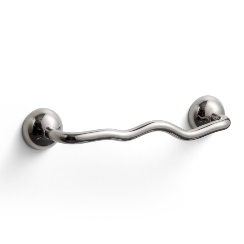 Poignée d'armoire en laiton massif ondulé à 3 trous 3/4 po, 3 3/4", Titanium Silver