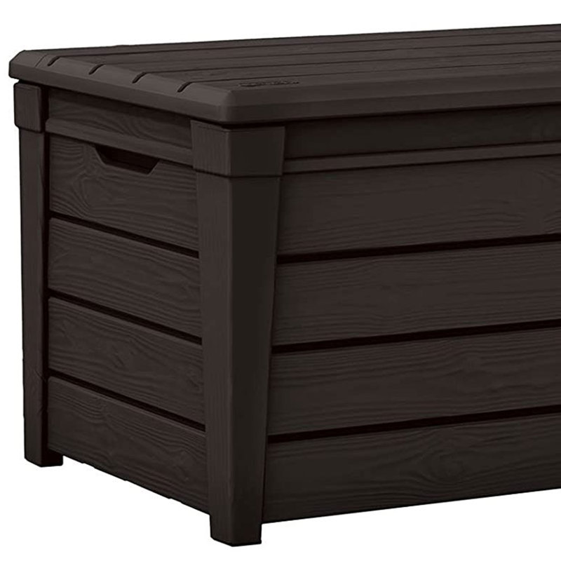 Brown Fade-Resistant Lockable Resin Deck Box with 120 Gallon Capacity