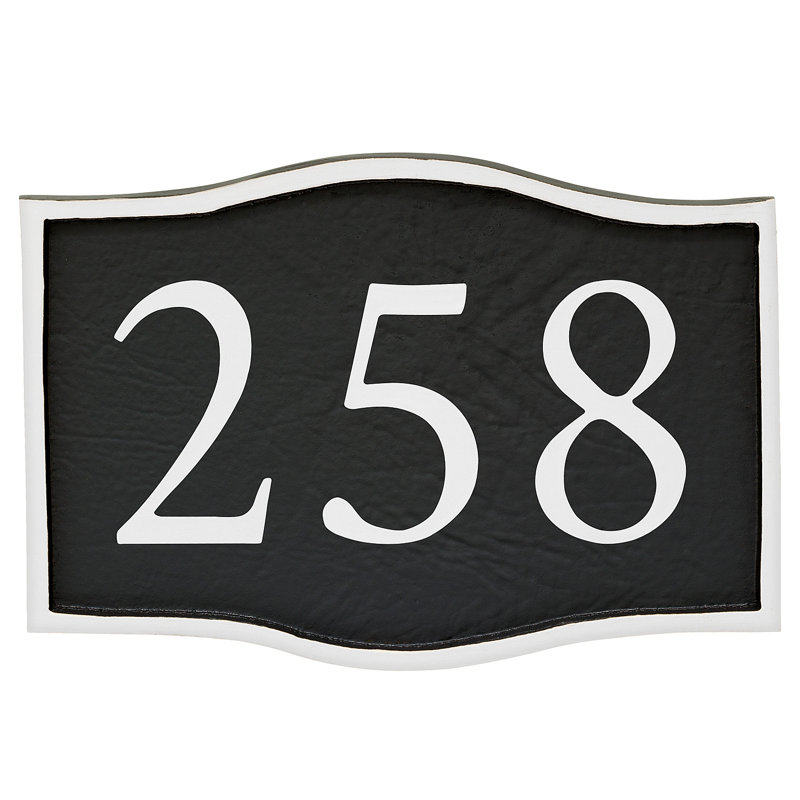 Plaque d'adresse murale 1 ligne Serif, Noir, Blanc, Oui