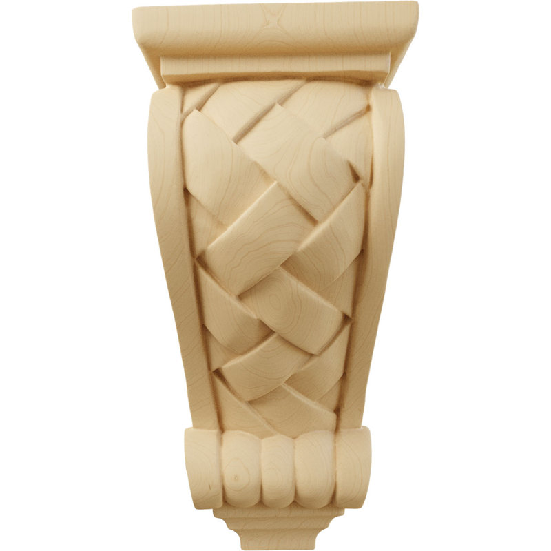 Medium Basket Weave Alder Wood Corbel, 10" Height