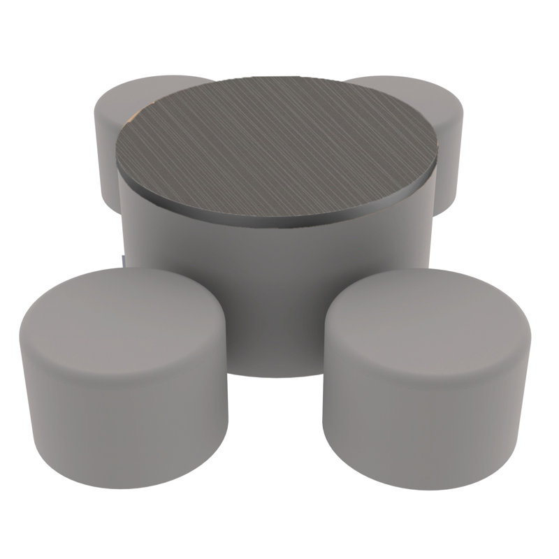 Ensemble 5 pièces de table ronde avec repose-pieds H 12 po Pro Series Pro Series, Gris / Strandz cosmique