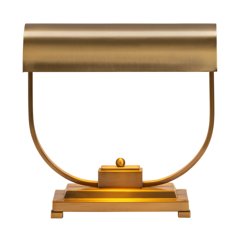 15.5" Metal Table Lamp With Brass Shade