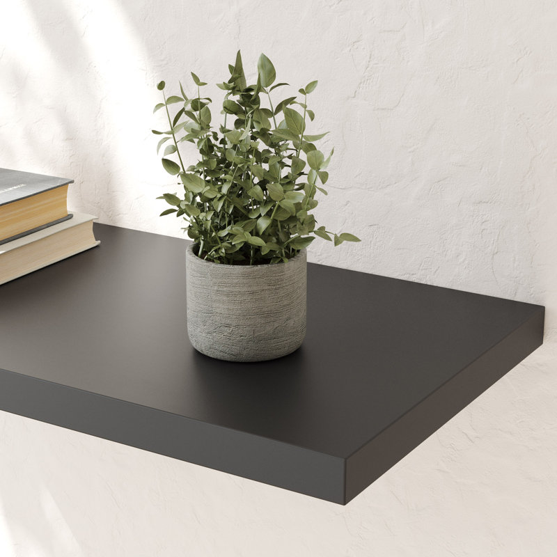  12 Inch Deep Floating Shelf, 24 x12 Inch Large Wall Mounted Shelf for Kitchen, Bathroom, Living Room, Black (2 Pack), Black
