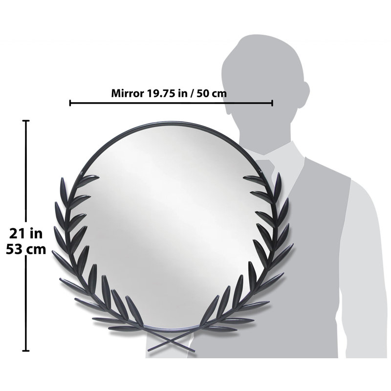 Jensiel Round Iron Wall Mirror 22 Inches - Black