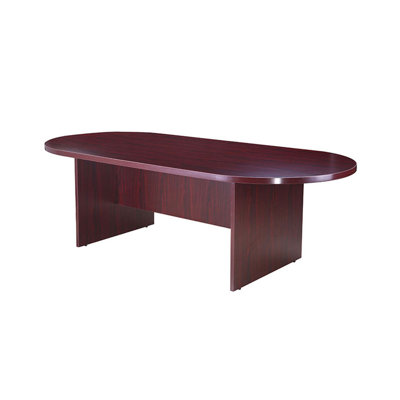 Mike 95 Inch Oval Conference Table With Panel Legs, Mahogany Red