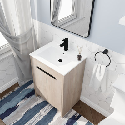 Meuble-lavabo simple 24 po avec plateau en céramique Danajia
