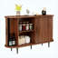 Buffet l 47 po en noyer, armoire d'appoint cannelée avec rebord courbé, crédence à porte coulissante pour salon, salle à manger, cuisine, couloir