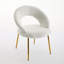 Ensemble de 1 chaises de salle à manger en tissu Teddy avec dossier incurvé et pieds en métal doré pour la cuisine ou la salle à manger-609148578