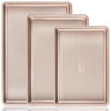 Baking Sheet Pan Set, Cookie Sheets For Oven, Nonstick Half/Quarter/Jelly Roll Pans With Diamond Texture Pattern, Heavy Duty Cookie Tray