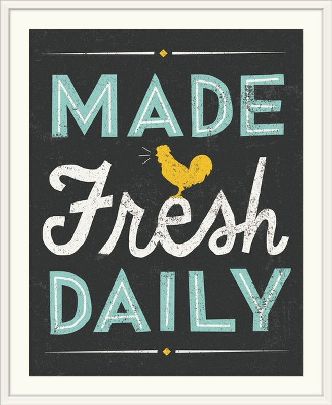 William " Retro Diner Made Fresh Daily " by Michael Mullan, White Frame, 32" H x 27" W x 1" D