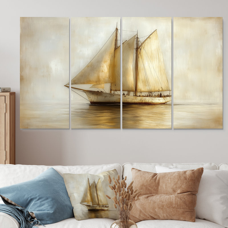 «White Sailing Aegean Greek Trireme Ship», ensemble de reproduction d'art de bateau à voile, H 28 po x l 48 po