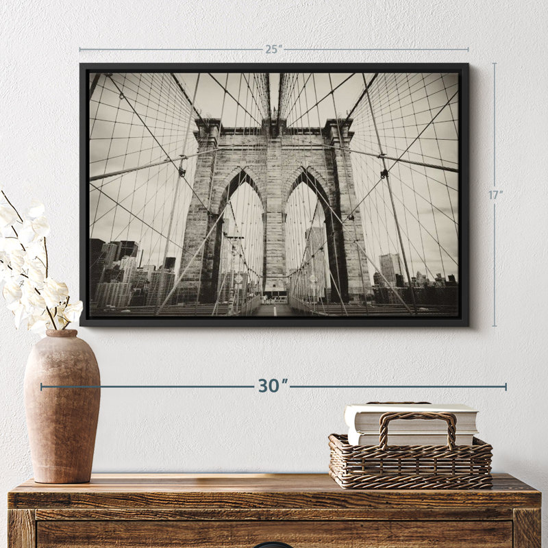 " Monochrome Brooklyn Bridge Wall Art ", 17" H x 25" W