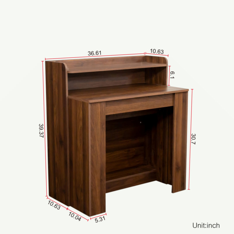 Modern Extendable Dining Table With Storage, Walnut
