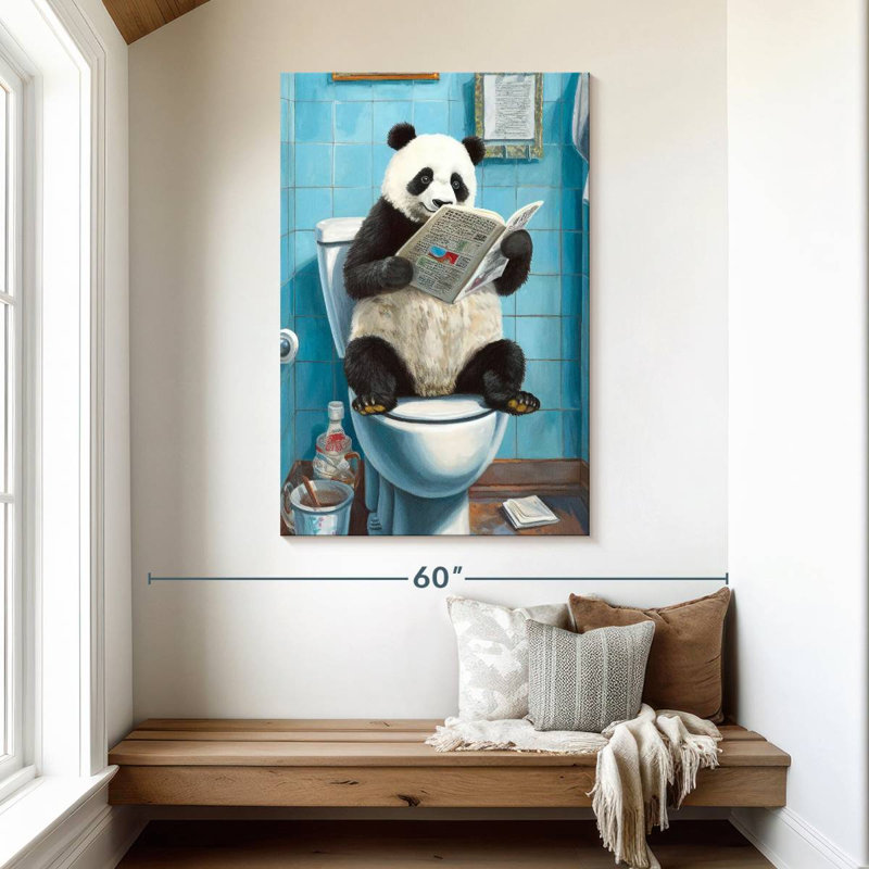 Ketti Panda On A Toilet, 48" H x 32" W