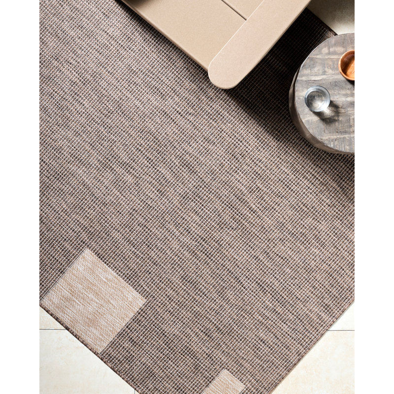 Galey Alix x Livabliss Boxwood Outdoor Machine Woven Rug, Brown, Rectangle 5'3" x 7'