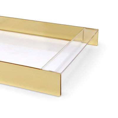 Acrylique rectangulaire Plateau avec 2 côtés, L 17,75 po x l 11,75 po