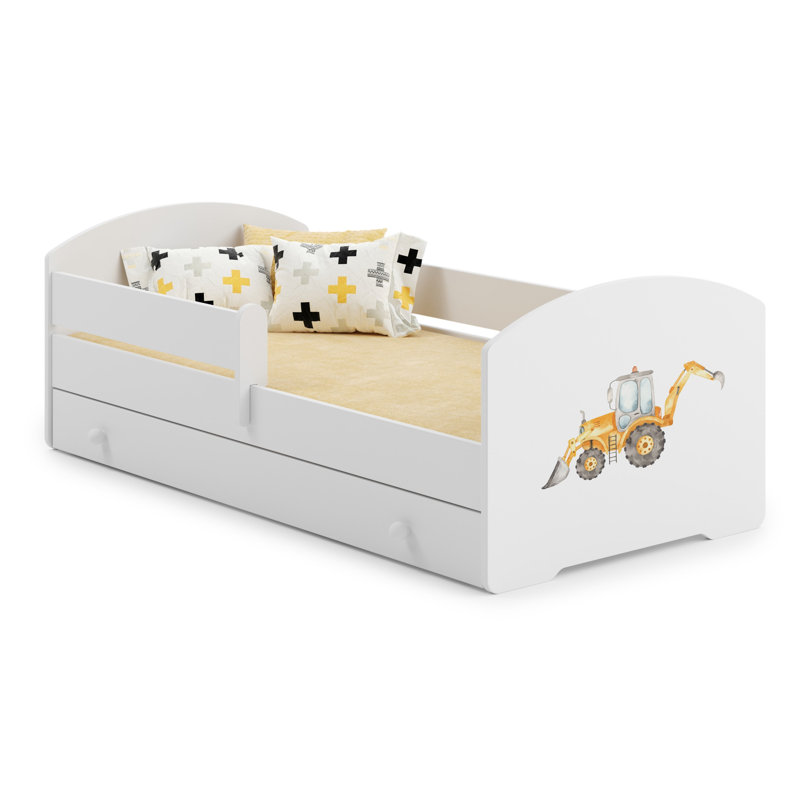LUK children's bed with drawer and rail, Cot Bed/Toddler (70 x 140cm)