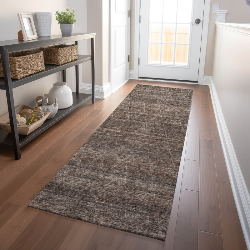 Machine Washable Indoor/Outdoor Cicel ACN1165 Coffee Rug, Runner 2'3" x 7'6"