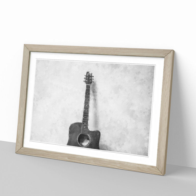 Acoustic Guitar Vol.2 - Picture Frame Graphic Art, 36cm H x 48cm W x 2cm D, Oak Framed