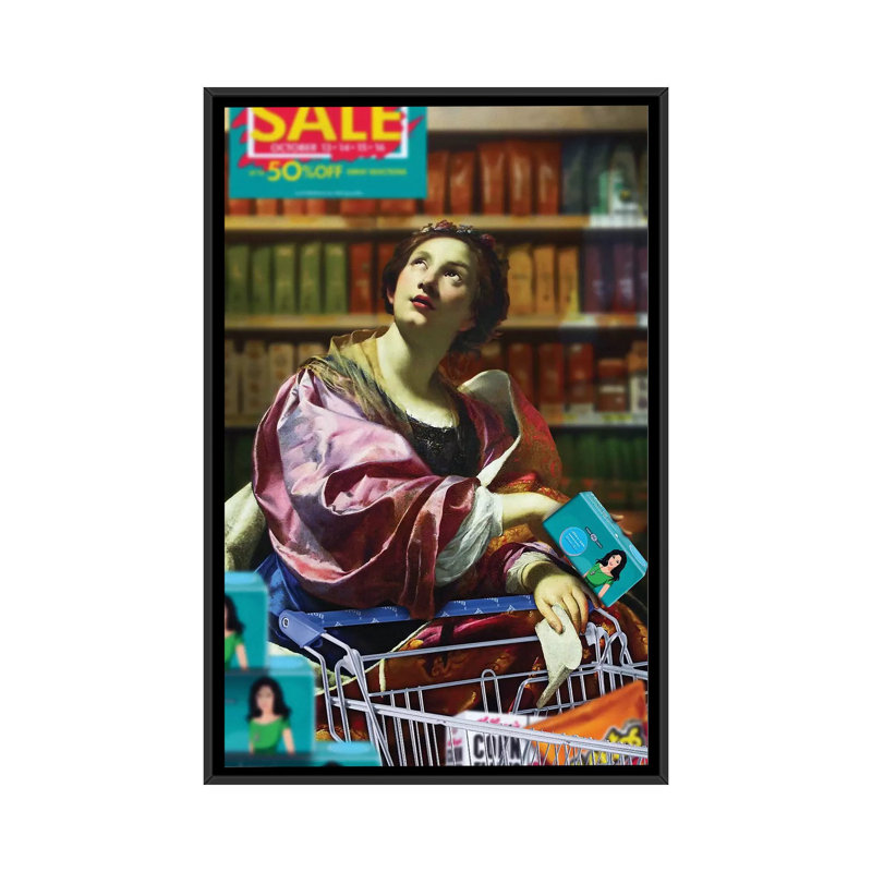 «At the Super marché», impression sur toile, H 26 po x l 18 po x P 1,5 po, Toile avec cadre noir, Pas de tapis