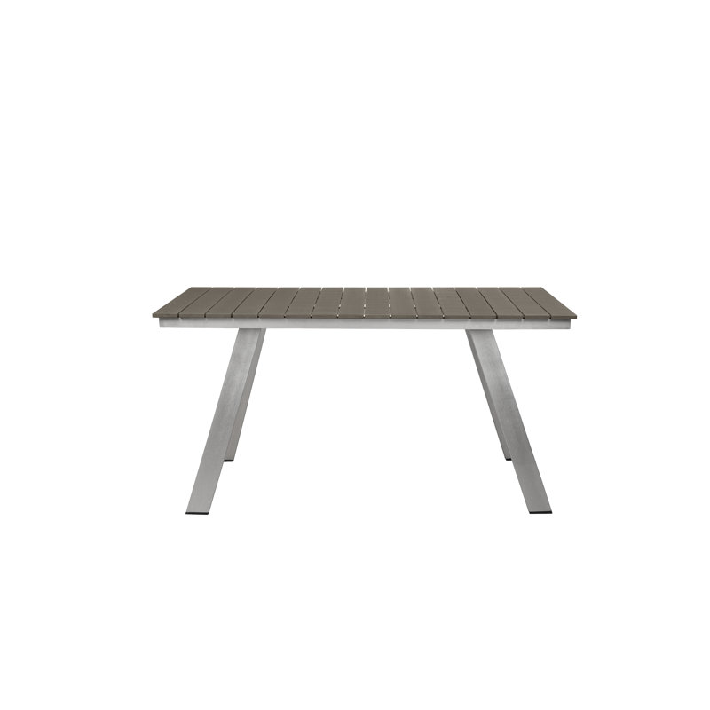 Jack Aluminum Outdoor Dining Table – Modern Patio Table with Rust-Free Frame, Polyresin Slatted Top for Water Drainage & Easy Assembly, Aluminum Frame & Grey Polyresin Top