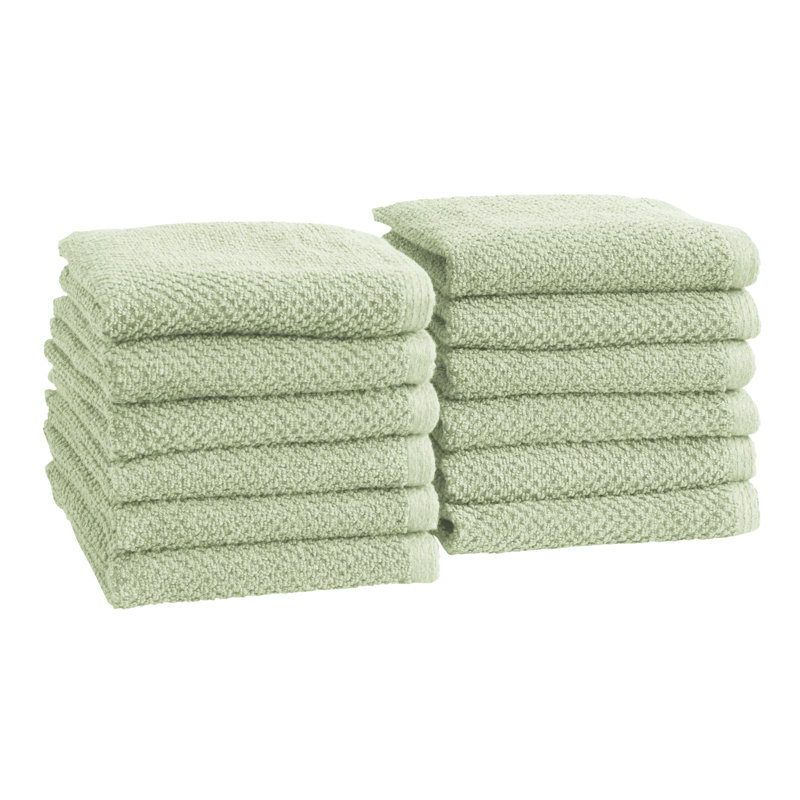 Drap de bain 100% coton texturé, Pale Green, Gant de toilette - paquet de 12
