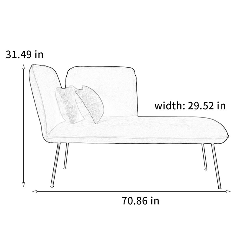 Chaise moderne en pin de luxe moderne, Left Hand Facing