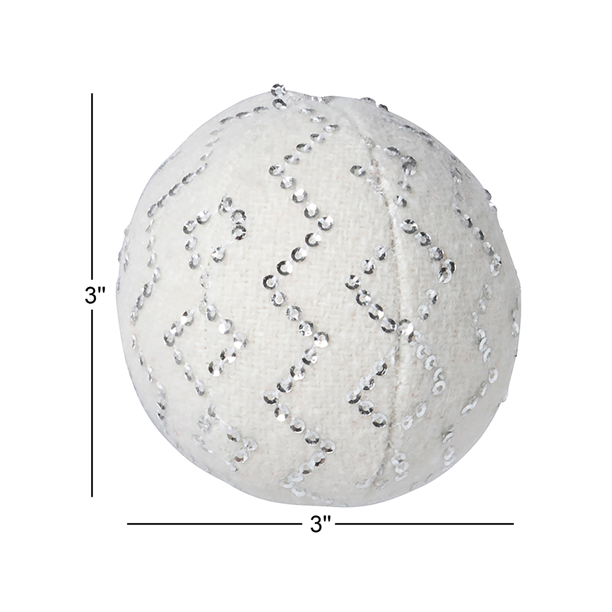 Alpine Sanctuary Felt Ball Jingle Bell Ornament, White/Silver
