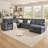 130" U-Shaped Sectional Sofa Bed with Chaise, Pull Out Sleeper and Storage, 7-Seater Convertible Couch for Living Room, Gray Corduroy-1092985286