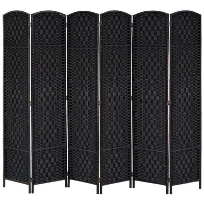 6' Tall Wicker Weave 6 Panel Room Divider Privacy Screen