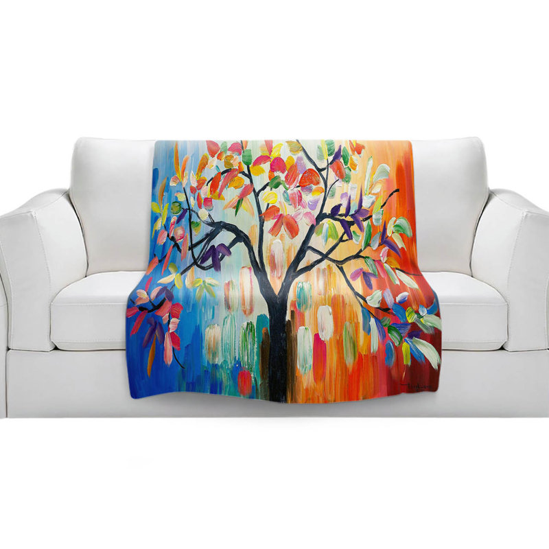 Couverture sherpa douce color tree iii, l 68 po x L 80 po