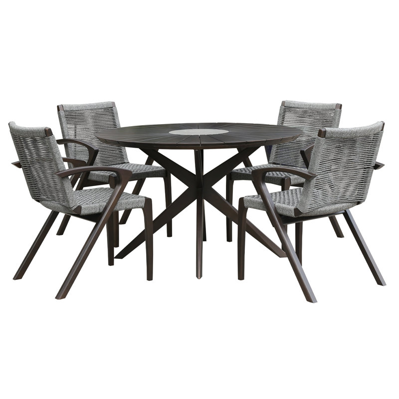 Ensemble repas 5 pièces Troxell, Marron foncé