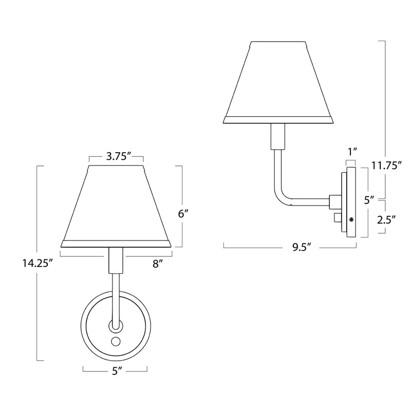 Polly 1 - Light Armed Sconce, Natural Brass