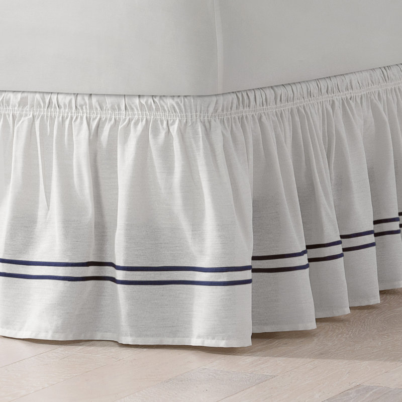 Baratta Ruffled Wrap Around Bed Skirt, Twin/Full, Navy