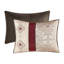 Chambre à coucher - Très grand lit rouge 7 pièces avec broderie et taies d'oreiller-131465206-131465208