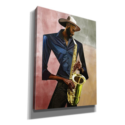 'Sax Player' by Manasseh Johnson Sr Canvas Wall Art, 40" x 54"