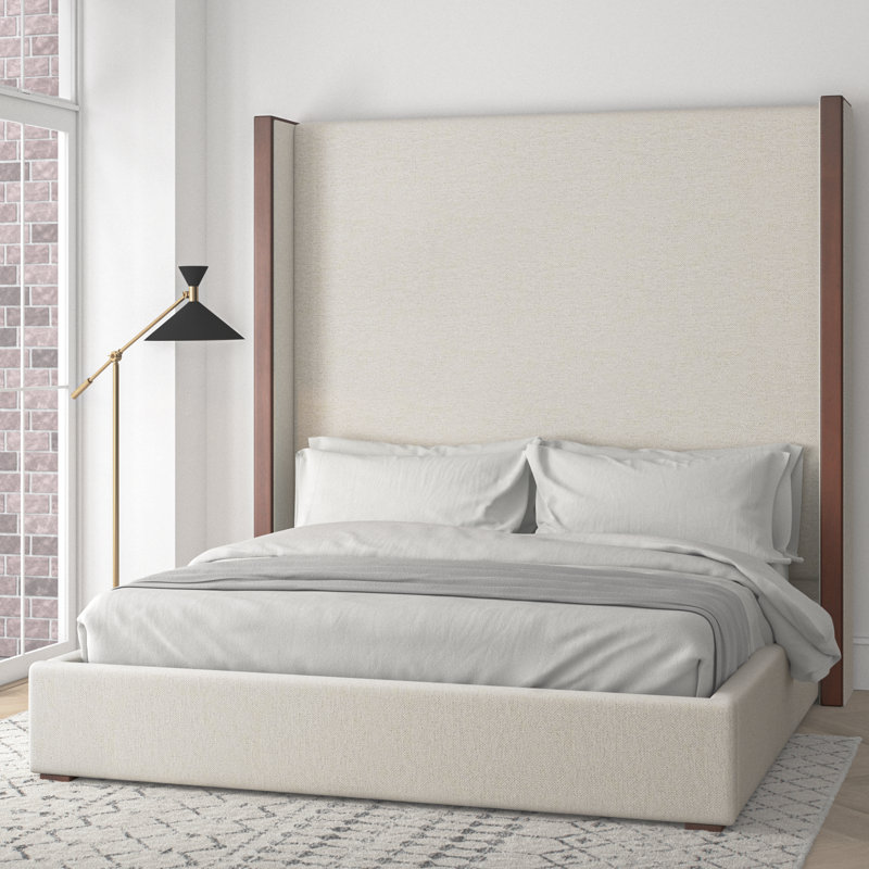 Lit tapissier standard à profil bas Dipson, Très grand, Revolution® blanc cassé, Très haut