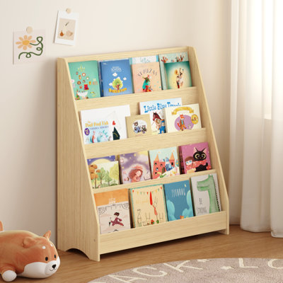 Bibliothèque pour enfants à 4 niveaux, tablettes pour livres pour tout-petits, aide à organiser les chambres, les salles de jeux et les salles de classe