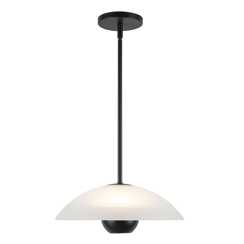 Umbra 14-in Black Pendant, 14-in, Matte Opal Glass / Black