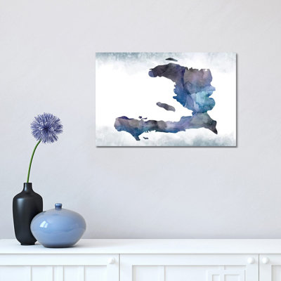 Carte bleue d'Haïti, impression sur toile tendue