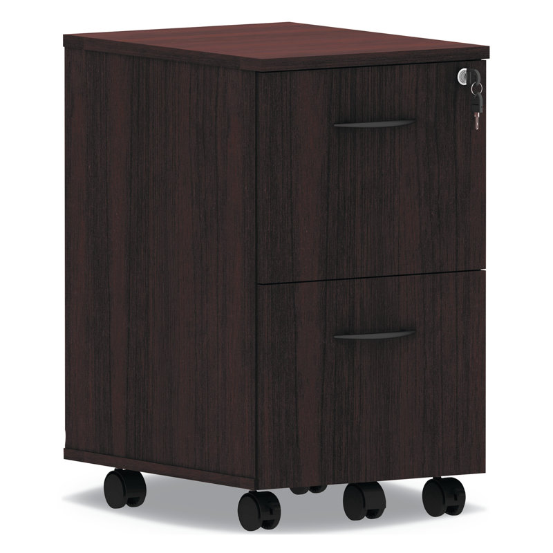 Mahogany 2-Drawer Lockable Mobile File Pedestal
