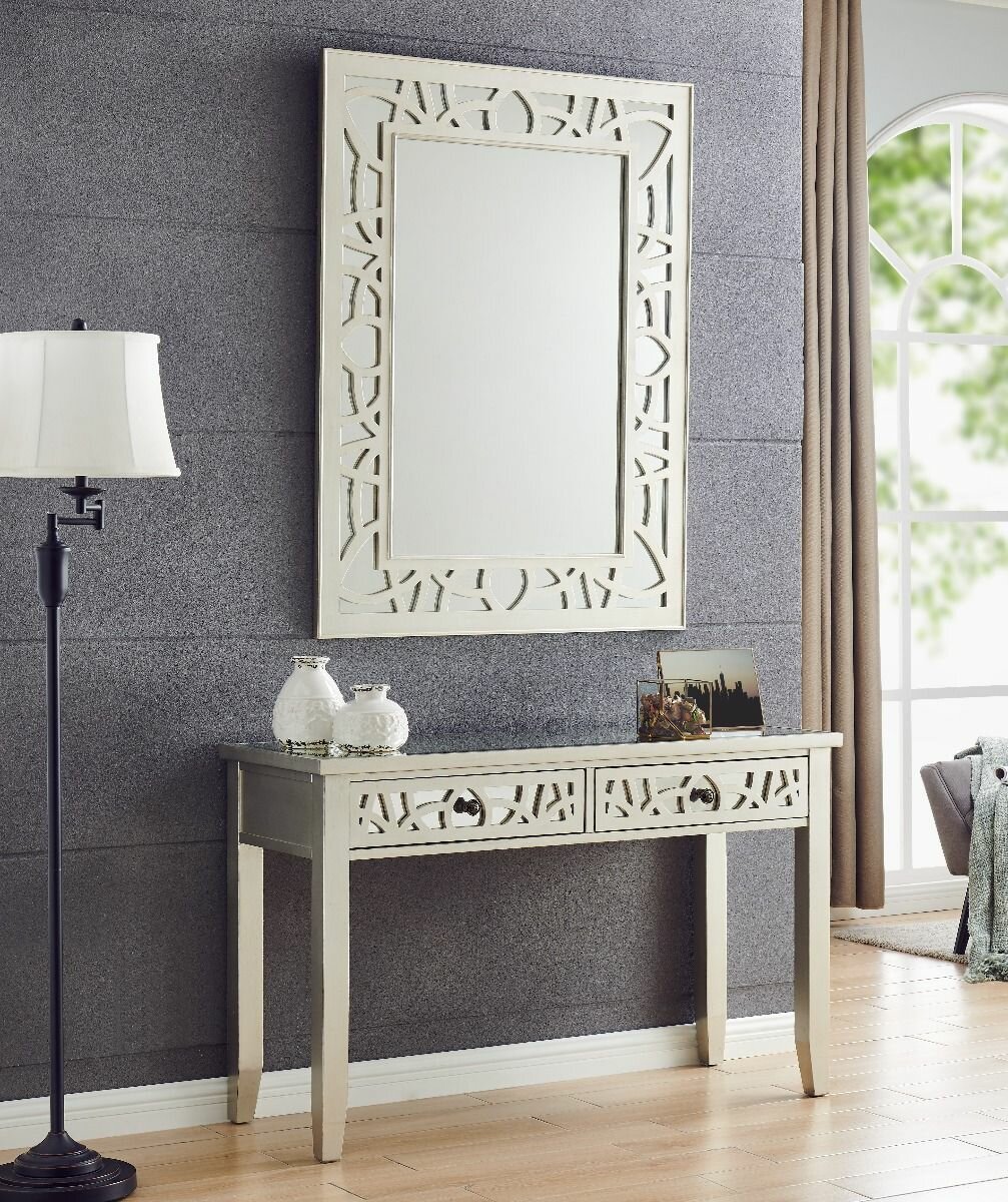 White console table store with mirror