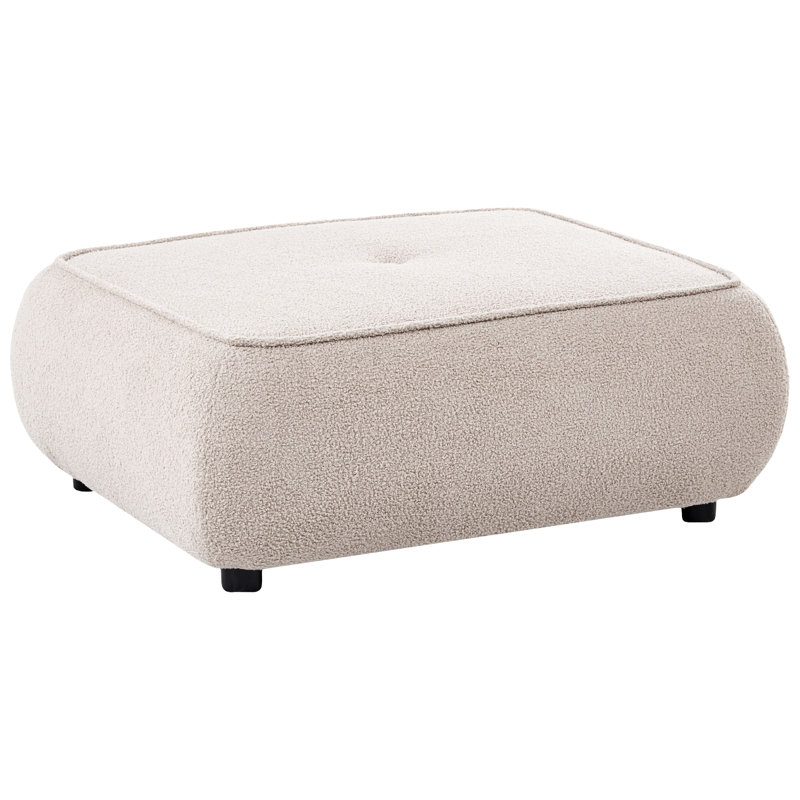 SALLA 87cm Wide Square Solid Colour Standard Ottoman, Beige Boucle