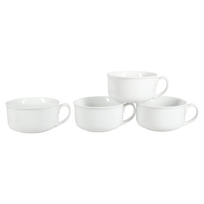 Set Of 4, Soup Bowl With Handles, 20 Oz., White