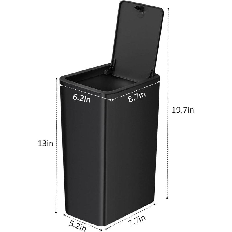 Poubelle de salle de bain avec couvercle Couvercle de poubelle mince de 10 litres et 2,6 gallons avec couvercle escamotable