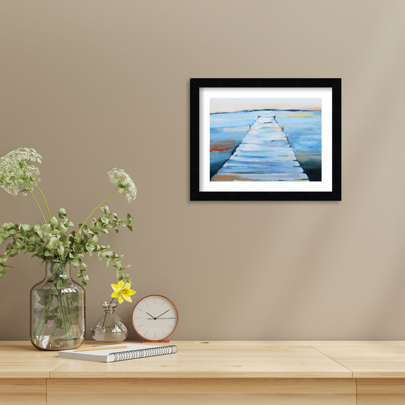 «Wet Dock» par Claire Whitehead, reproduction d'art encadrée sur bois, H 11 po x l 13 po, Noir Svelte